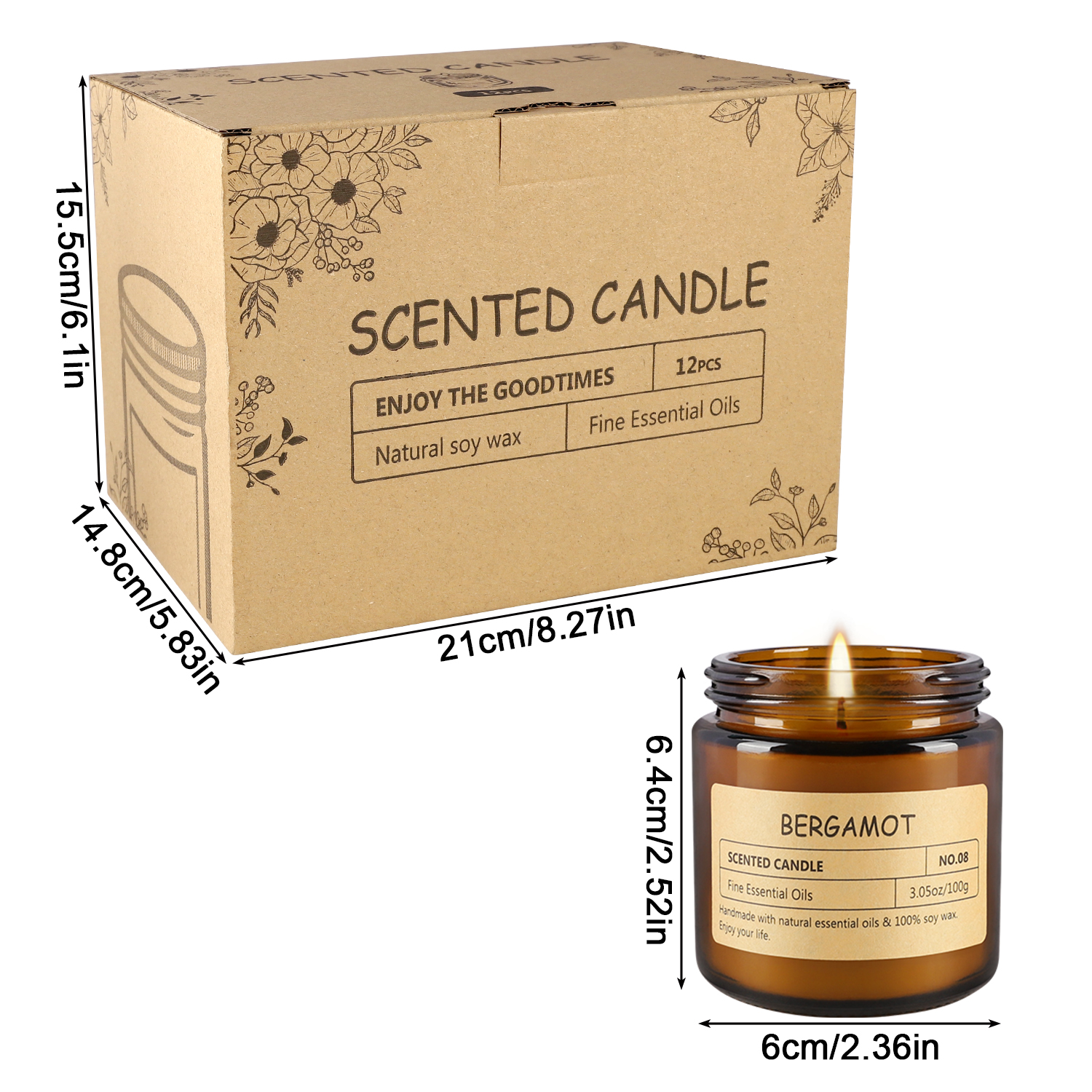 Home Fragrance - 12 sachet scented candles with 12